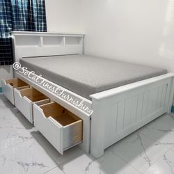 Full Bed And Mattress With Drawers 