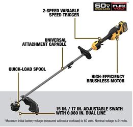 DEWALT 60V Cordless String Trimmer, Battery & Charger
