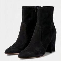 Loeffler Randall 'Gia' Black Suede Block Heel Booties - Size 10.5
