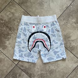 BAPE Space Camo Shark Sweat Shorts White SS19 Size Medium