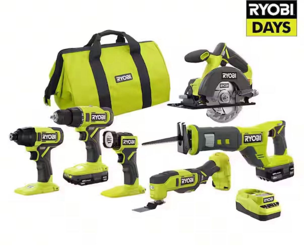 Ryobi 18V Cordless 6 Tools + Batteries