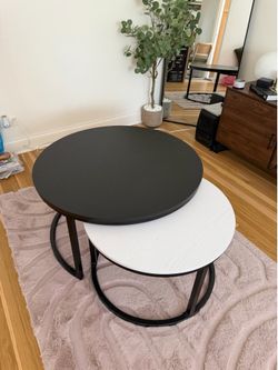 black and white wood nested coffee tables