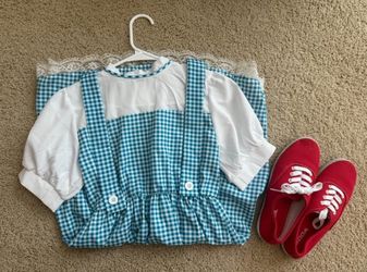 Girls Size XL Dorothy Costume with Size 8 Fed Shoes