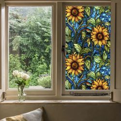 Stained Glass Sunflowers Window Privacy Film