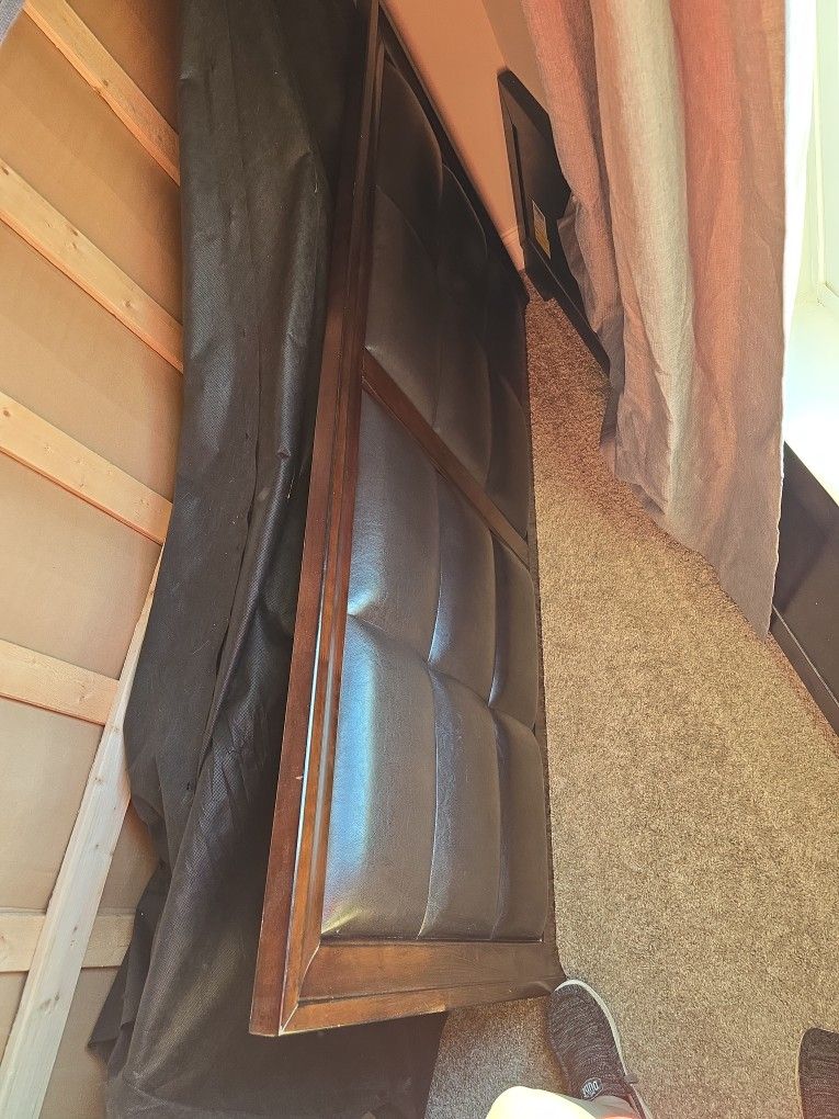 Queen Bed Frame With Box Spring. With Nightstand (No Matress)