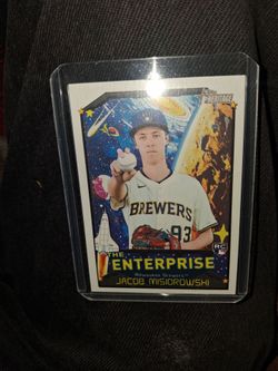2026 Topps Heritage Jacob Misiorowski Milwaukee Brewers Pitcher (The Enterprise) Rookie Card #TE-JMI. Fresh Pack Near Mint/Mint Condition $10