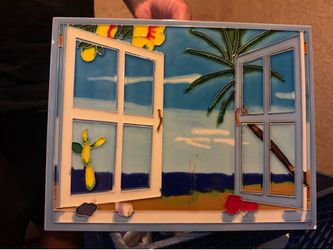 Vintage Tropical Window Ceramic Wall Art – Ocean View