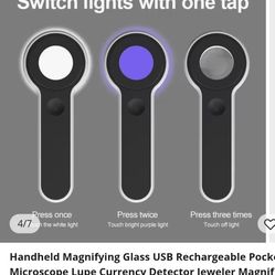 Handheld Magnifying Glass USB Rechargeable Pocket Microscope Lupe Currency Detector Jeweler Magnif
