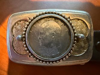 Vintage Western Americana Eisenhower Dollar Coin Belt Buckle