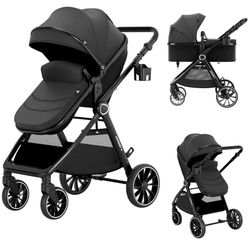 Baby Stroller, 2 in 1 Newborn Stroller Convertible Bassinet for Infant Toddler