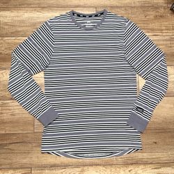 Nike SB Skateboarding Dri-Fit Retro Gray Striped Long Sleeve T Shirt Mens S
