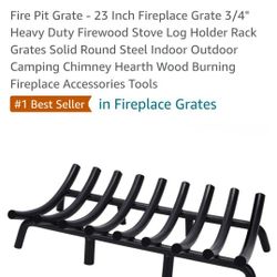 Fire Pit Grate 23 Inch Fireplace 3/4" Heavy Duty Firewood Stove Log Holder Rack Grates Solid Steel
