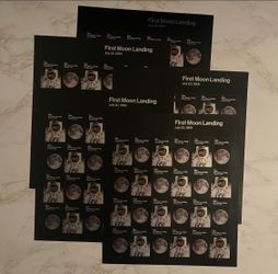5 Sheets First Moon Landing Stamps 