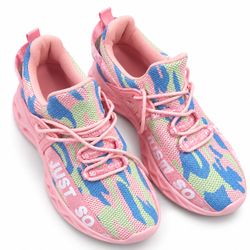 🌸 Candy Camo Cloud Sneakers – Pink/Blue/Green Knit
