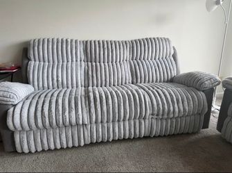 Grey Corduroy Sofa and Reclining Loveseat Set