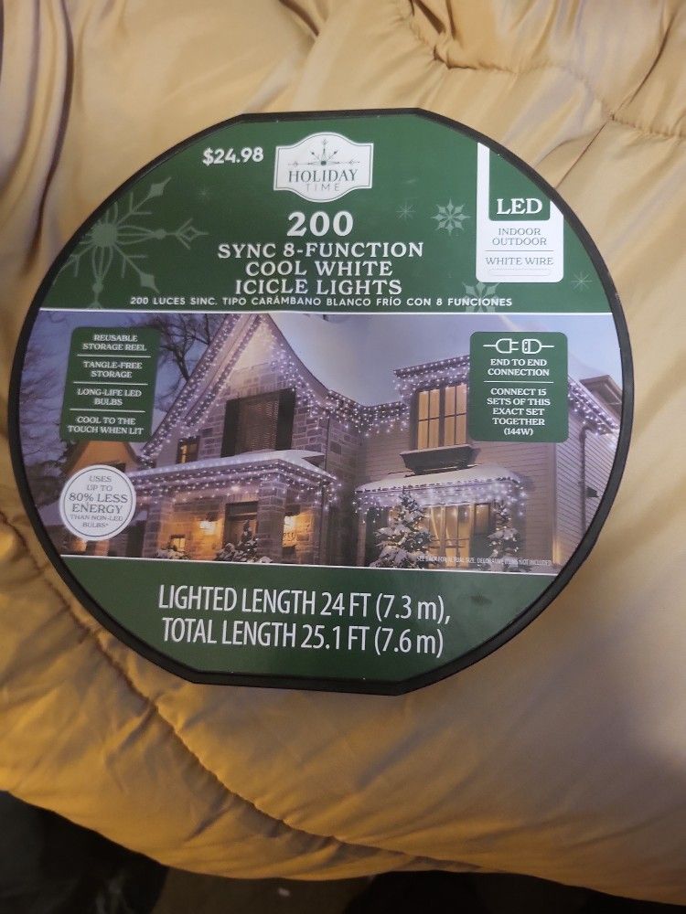200 SYNC 8-FUNCTION COOL WHITE ICICLE LIGHTS 