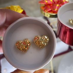 Aretes Nuggets De Corazon ❤️ 14k Garantízado 