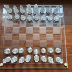 This frosted and clear glass chess set $100 obo