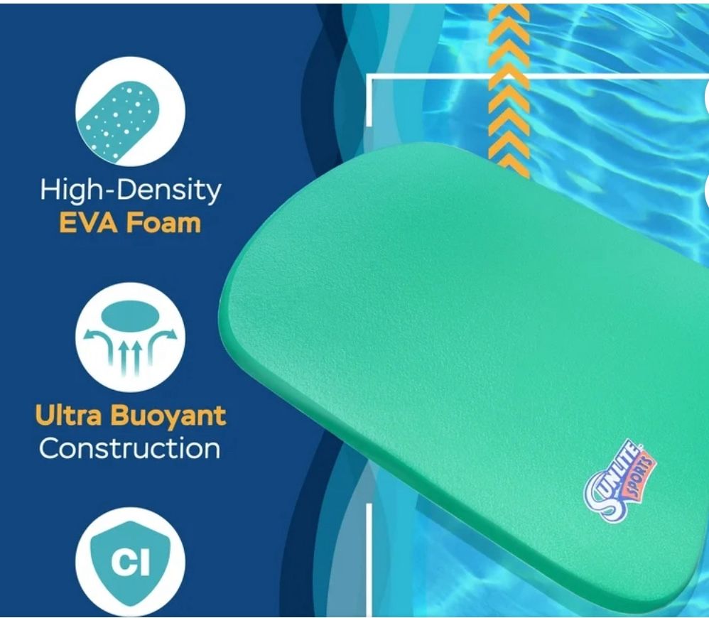 Sunlite Sports Swimming Kickboard, Training Aid Float for Swimming and Pool Exercise, Boogie Board Workout Equipment, EVA Material Swim