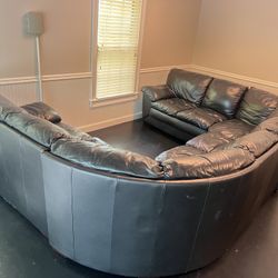 Huge Leather Sectional For Sale Too Grain Leather 