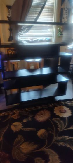 Black Wood Multi-Tier Bookshelf