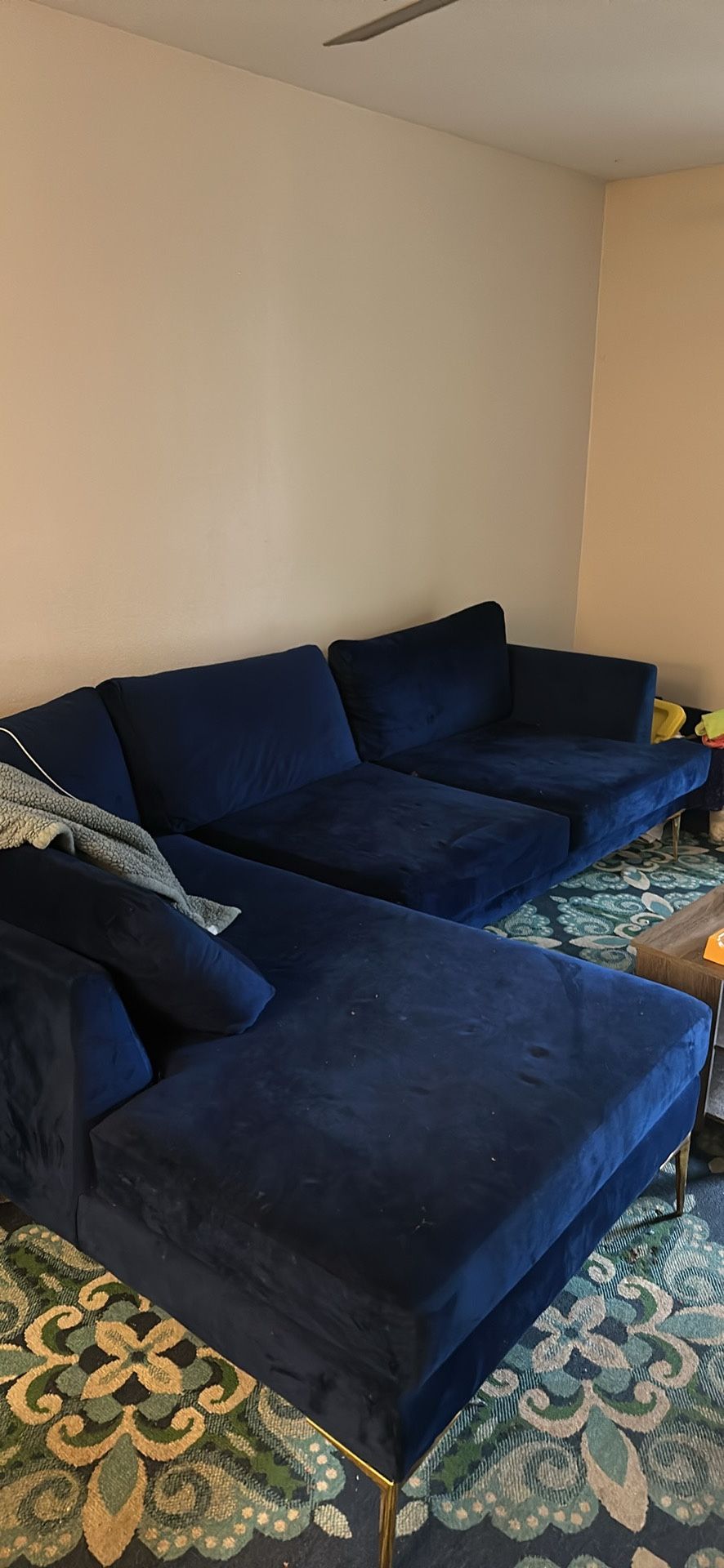 Navy Blue Couch With Chaise Lounge