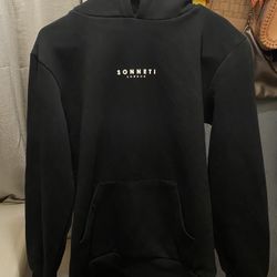 Sonneti Black Fleece Pullover Hoodie Men's Logo Pockets Long Sleeve Size Is XL in Youth