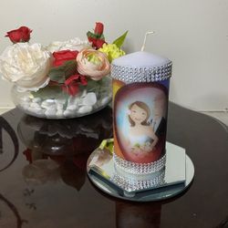 Candle With Wedding Picture Medium Size