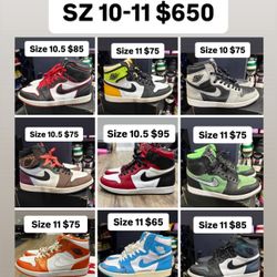 Jordan Retro 1s Sizes 10 - 11 Take All For $650