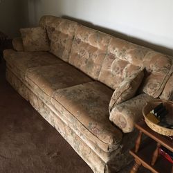 Woven Brocade Covered Sofa. Firm. 86”long