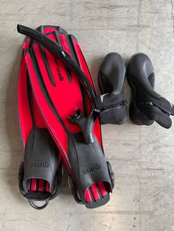 Mares Diving Fins, Snorkel, and Dive Boots Set