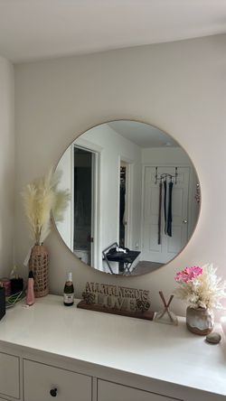 Large Round Wall Mirror Gold Frame