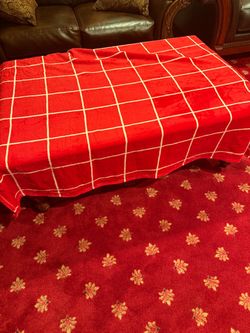 Red and White blanket throw