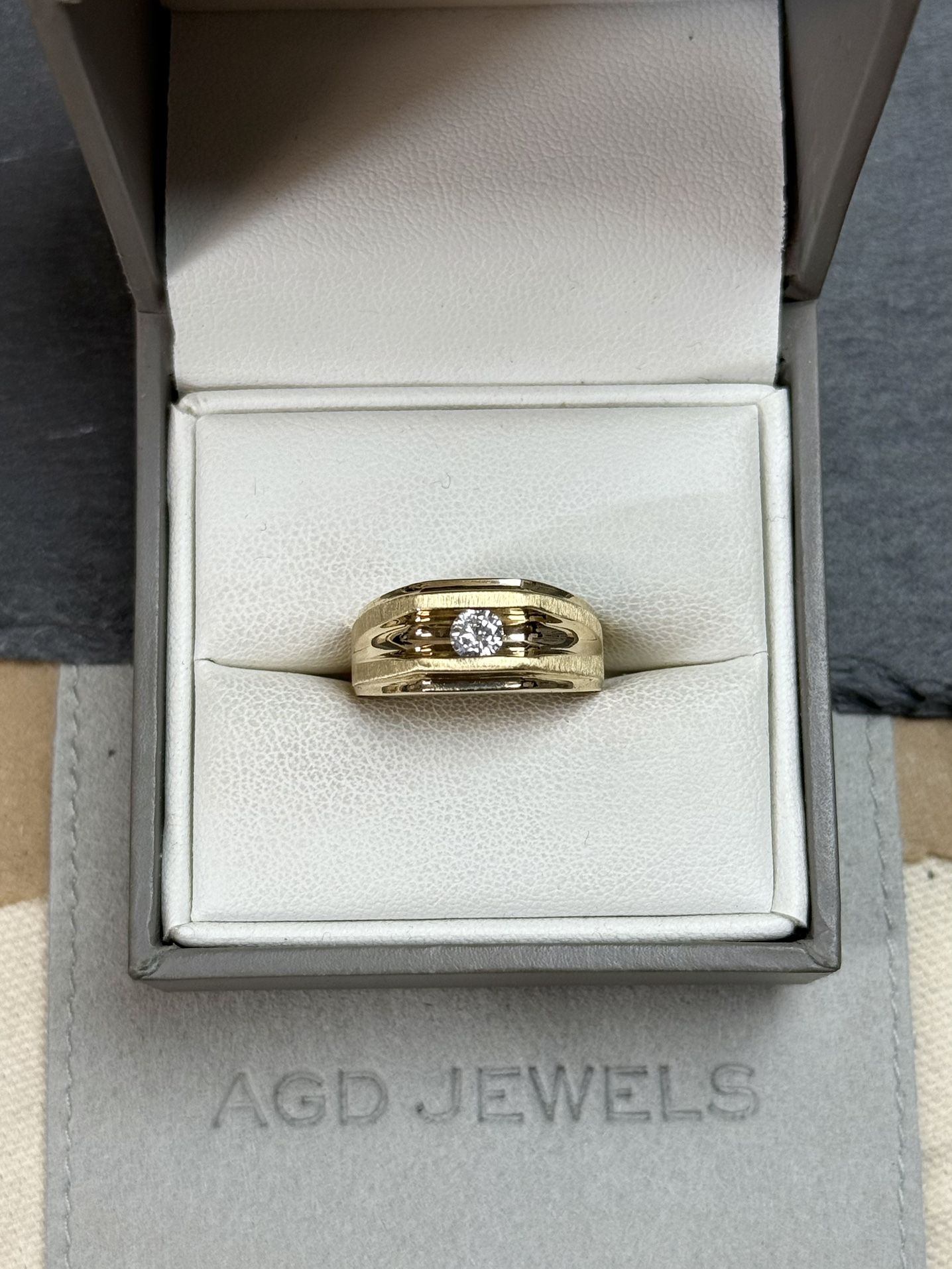 14K Yellow Gold Moissanite / Diamond Men’s Ring
