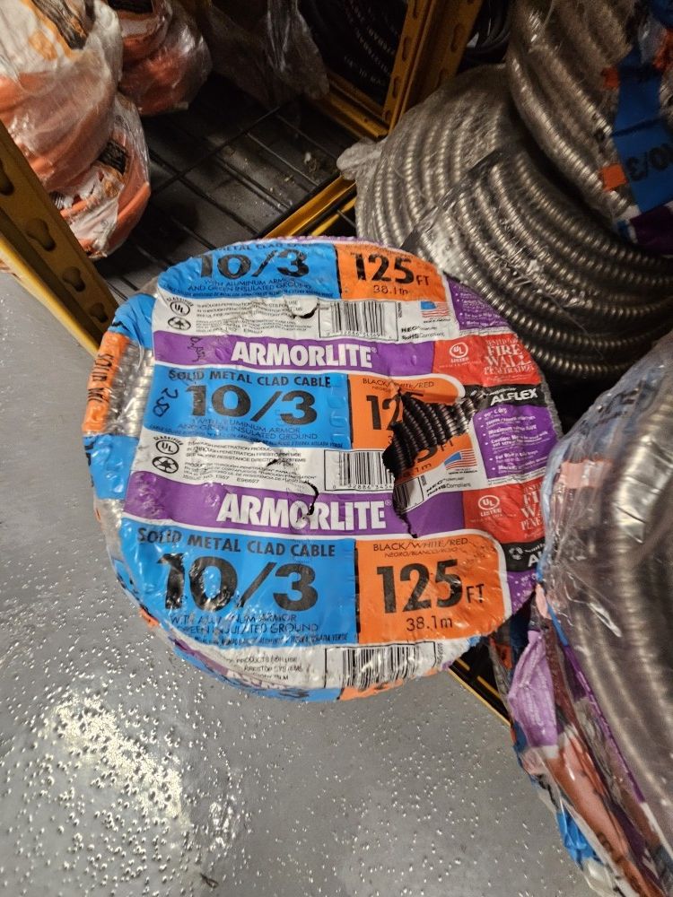 Southwire10/3 x 125 ft. Solid CU MC (Metal Clad) Armorlite Cable