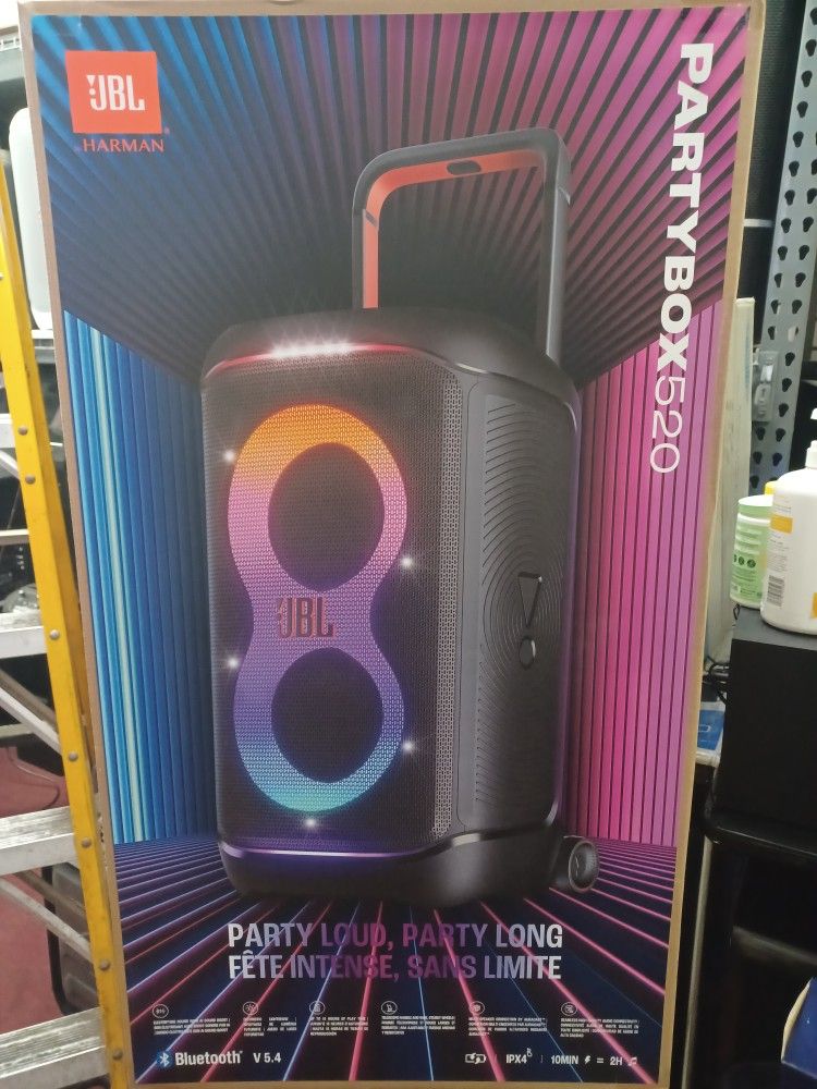 JBL Partybox 520. 400 Watts . 15 Hours Battery Life 🔋.  We Offer FINANCING.  Brand New SEALED 