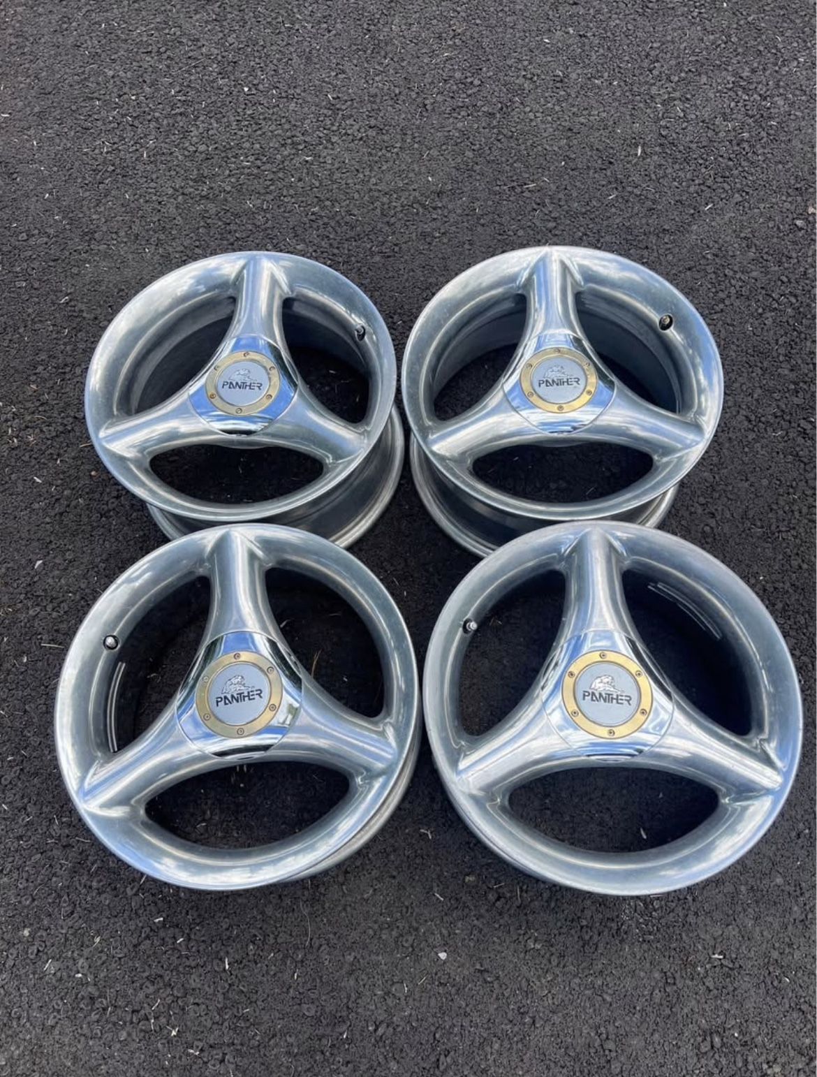Super RARE Vintage PCW Panther TRI Spoke wheels 16x7.5 4 Lug 4x108