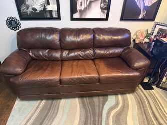 Brown Leather 3-Seat Sofa