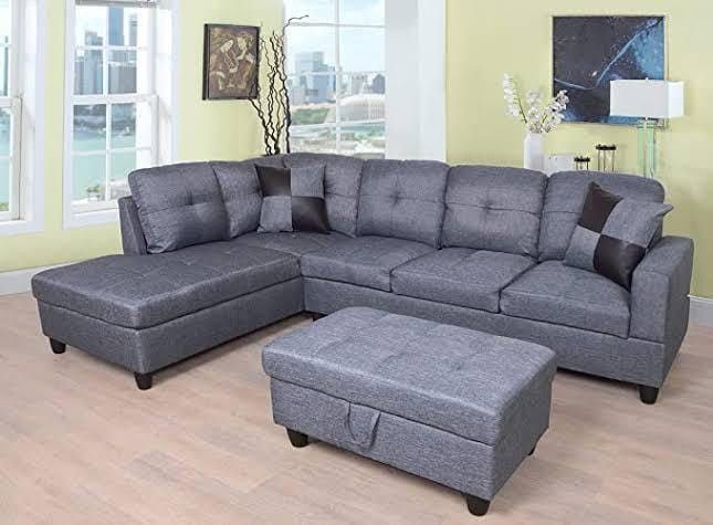 BRAND NEW 3 PIECES SECTIONAL COUCH WITH OTTOMAN INCLUDED 