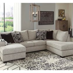 Brand New Megginson Storm Gray 2pc Double Chaise Sectional Sofa