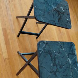 Set of 2 Black Marble Tray Tables