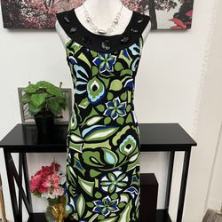 Enfocus Studio Women  Shift Dress Size 12 Round Neck  Sleeveless Pullover Floral