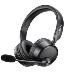 LEVN Bluetooth Headset, Bluetooth Headphones with Microphone (AI Noise Cancelling), 60 Hrs Working Time Dual Connection Wireless Headset with Mic & Mu
