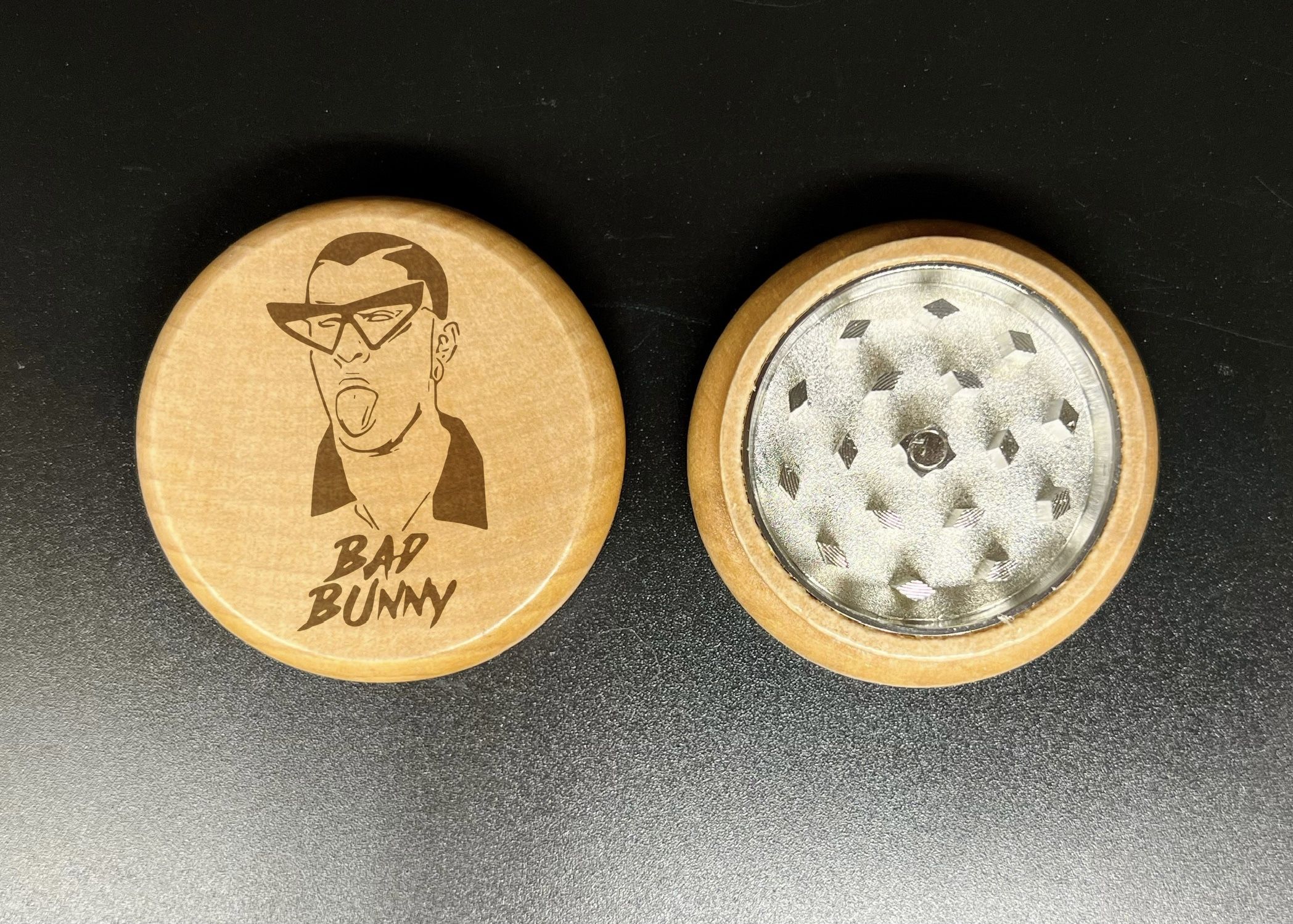 Bad bunny laser engraved wood kitchen herb cutter pop gift