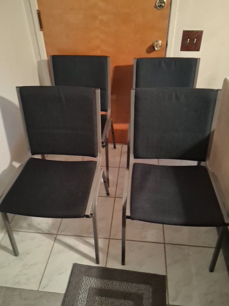 4 Dark Blue Stackable Chairs 