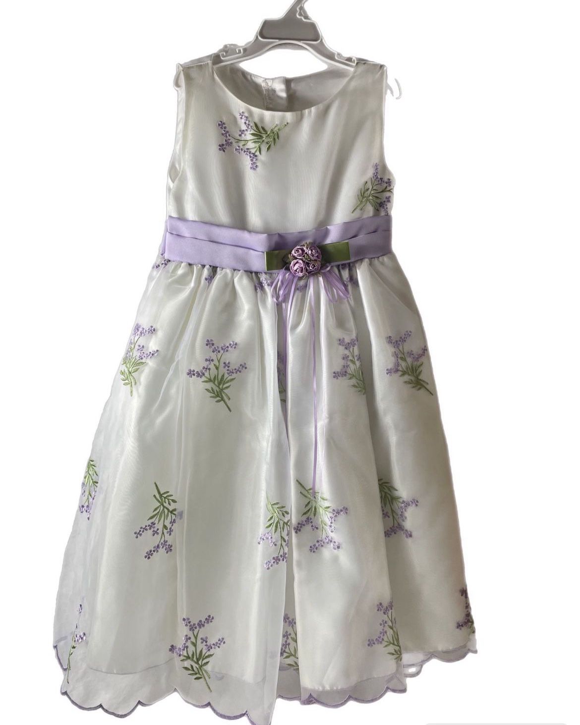 White & Purple Flower Girl Dress 