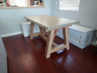 Farmhouse Table With Storage Nook Benches 