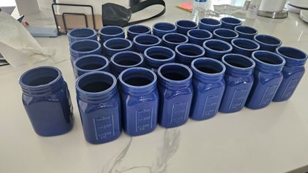 Blue colored mason jars