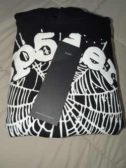 White on black Sp5der hoodie