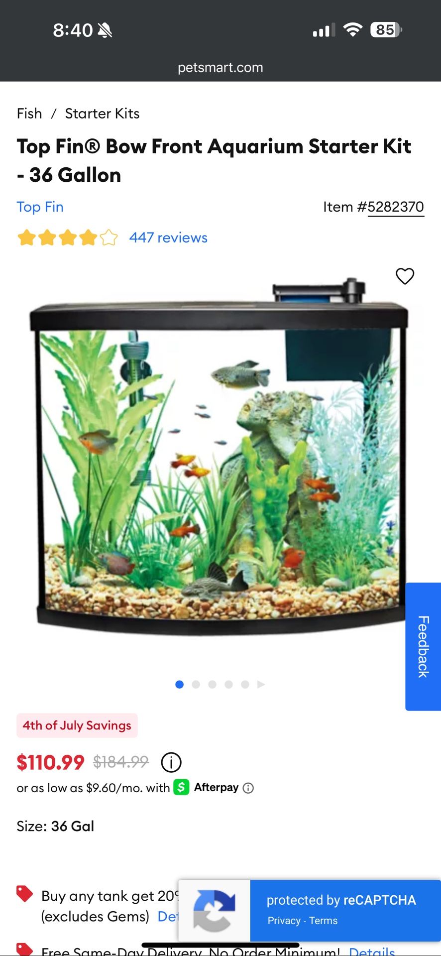 Fish Tank. 36 Gallon
